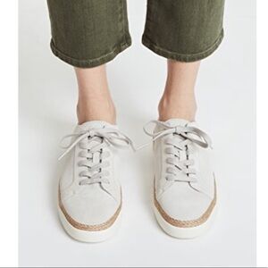 Vince. || Jadon Suede + Raffia Espadrille Sneakers Gray Tan 36‎ 6